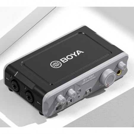 Boya BY-AM1 Două cu canal USB audio mixer: iesiri Jack TRS 6,3 mm (2 x), intrari Balanced XLR/Jack 6.3 mm TRS Combo (2 x)