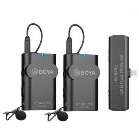 Boya BY-WM4 Pro-K4 Dual Linie Wireless 2.4Ghz cu Microfon Lavaliera (2TX+RX) pentru iOS