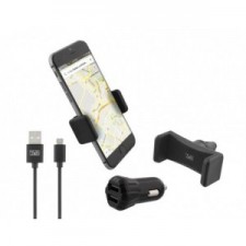 TnB Pack W/2USB Car Charger + Air Vent Holder + Micro USB Cable - Incarcator